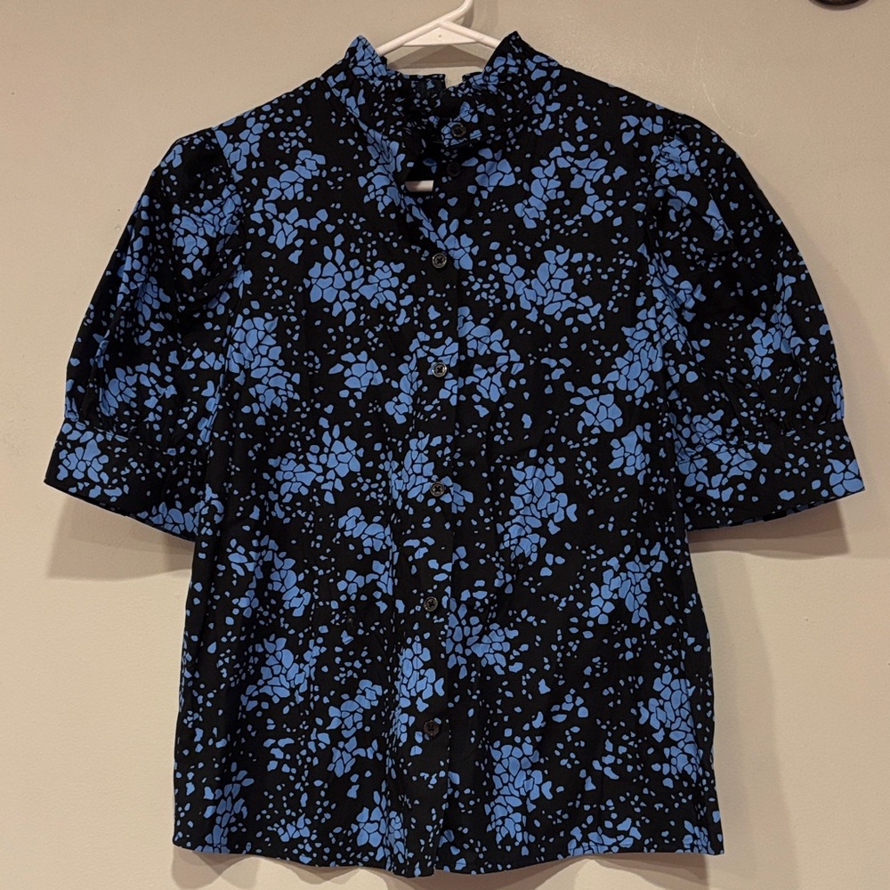 Who What Wear Black and Blue Casual Shirt